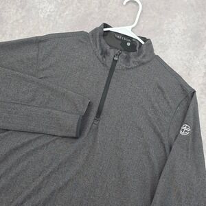 Greyson Mens XL‎ Quarter Zip Pullover Charcoal Grey Herringbone Golf Sweater